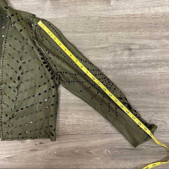 Haute Hippie Laser Cut Shrug Jacket Olive XS - Picture 9 of 12